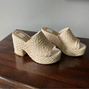 Dolce Vita Elora Raffia Platform Mules 6.5